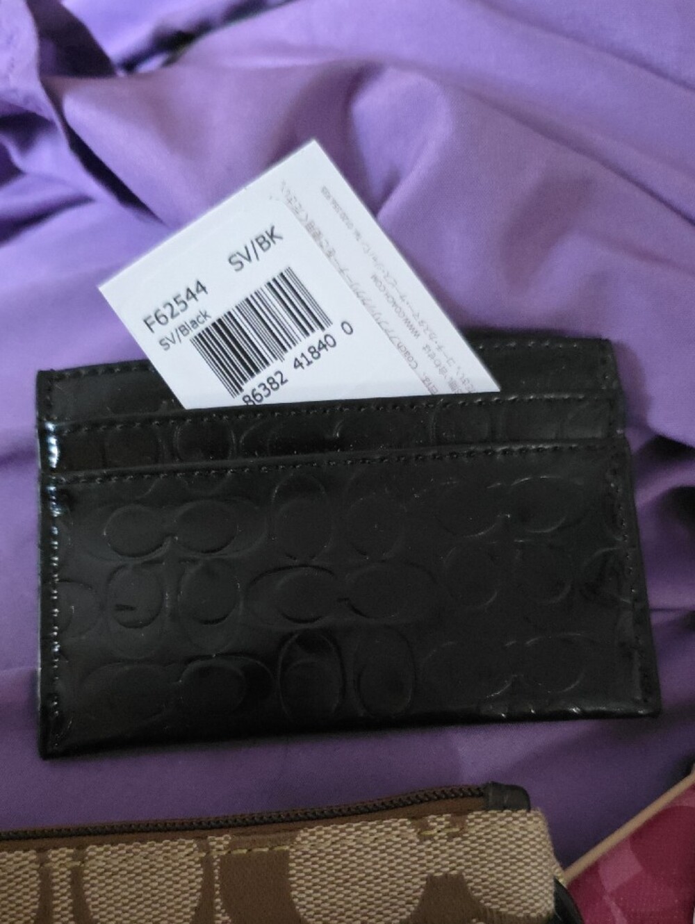 COACH Pink Signature Wristlet with Tan Signature Pouch - Picture 4 of 11